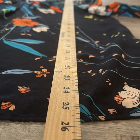 Nanette Lepore Navy Floral Blouse Mixed Print Bell Sleeves Boho Womens Sz S - Picture 5 of 8